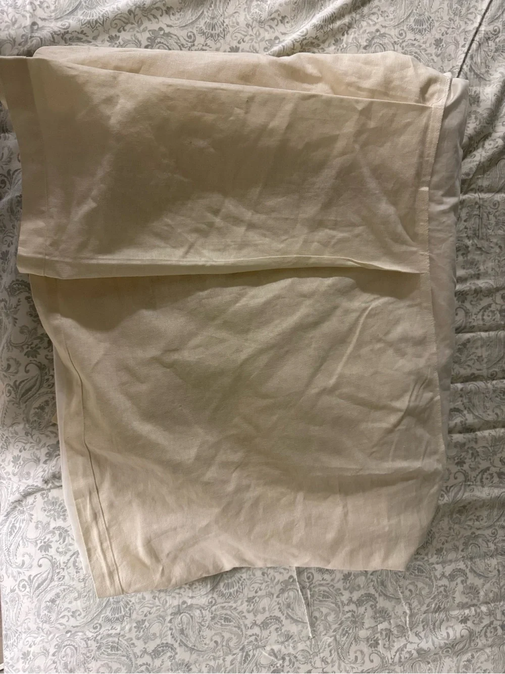 Pottery Barn Ivory Belgian Flax Split Corner Bed Skirt - Excellent 🔥 FINAL SALE